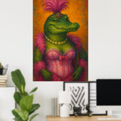 Snazzy Vrouw Krokodillenportret Mardi Gras Poster (Thuiskantoor)