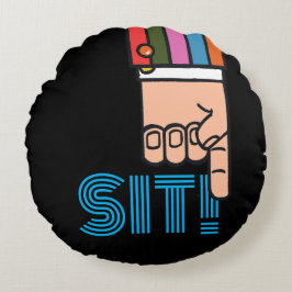 Snazzy wijzende vinger rond kussen