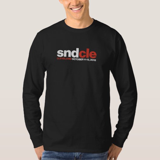 SNDCle lang-sleeve, ontwerperzwart T-shirt (Voorkant)