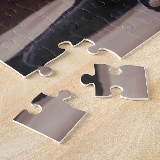 "Sneak Peek" zwarte kat Halloween art Puzzle Legpuzzel (Zijkant)