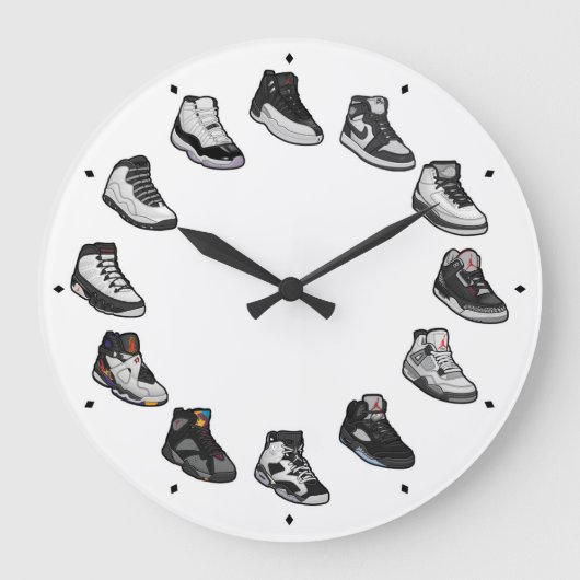 Sneaker Acrylic Wall Clock (Black / White) Grote Klok (Voorkant)