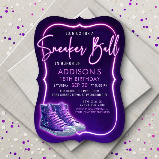 Sneaker Ball Birthday Party Invitation Kaart