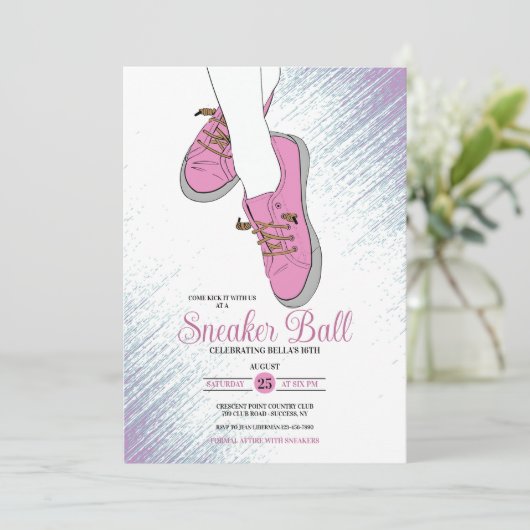 Sneaker Ball Birthday Party Invitation Kaart (Staand voorkant)