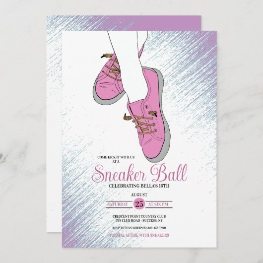 Sneaker Ball Birthday Party Invitation Kaart (Voorkant / Achterkant)