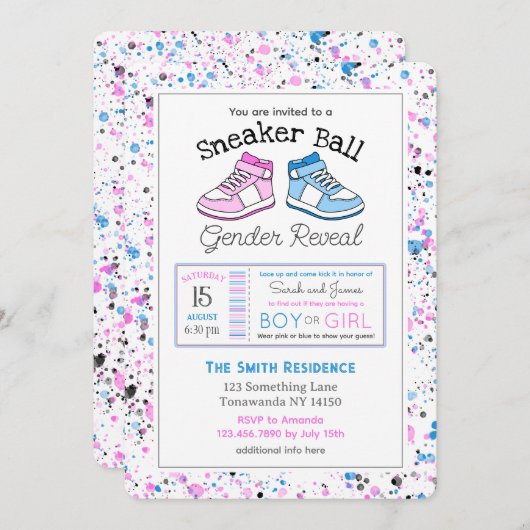 Sneaker Ball Geslacht onthullen uitnodiging (Voorkant / Achterkant)