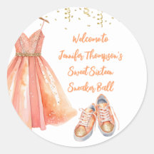 Sneaker Ball Sweet 16 Peach & Gold Glitter