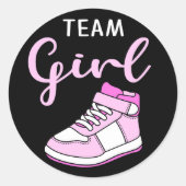Sneaker Ball Team Meisje Geslacht onthullen Sticke Ronde Sticker (Voorkant)