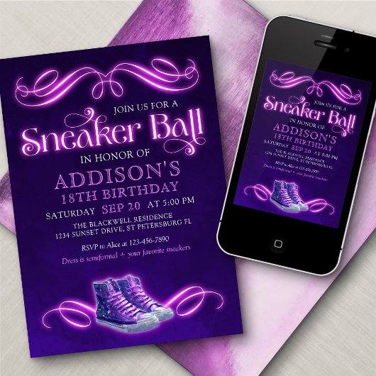 Sneaker Ball Verjaardag uitnodiging