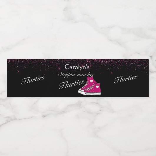 Sneaker Glitter 30th Birthday Waterfles Etiket