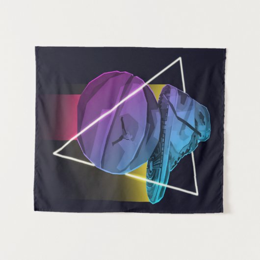 SNEAKER MET BALL Basketball Blanket Wandkleed (Voorkant (horizontaal))