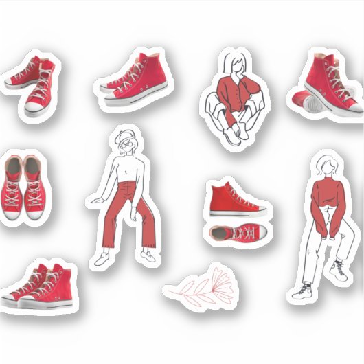 Sneaker Shoe Mode Footwear Pack Sticker (Voorkant)
