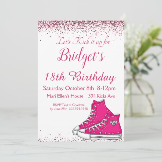 Sneaker Verjaardag, Glitter Kaart (Staand voorkant)