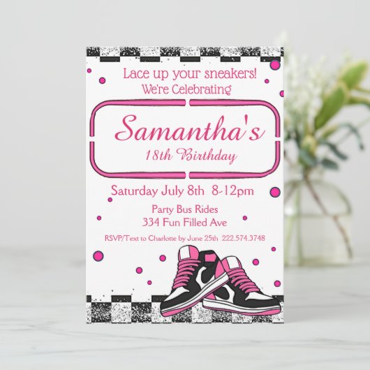 Sneaker Verjaardag, Glitter Kaart (Staand voorkant)