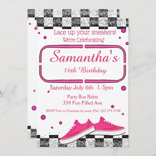 Sneaker Verjaardag, Glitter Kaart (Voorkant / Achterkant)