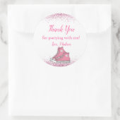 Sneaker Verjaardag, Glitter Sweet 16 Dank je Ronde Sticker (Tas)