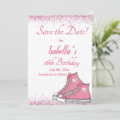 Sneaker Verjaardag, Glitter Sweet 16 Save The Date (Staand voorkant)