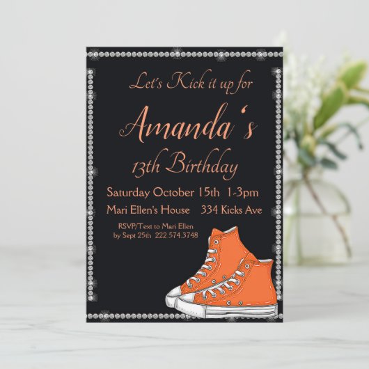 Sneaker Verjaardag, Oranje Sneakers, Diamanten Kaart (Staand voorkant)