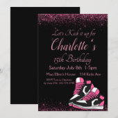 Sneaker verjaardag, roze glitter kaart (Voorkant / Achterkant)