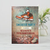 Sneaker verjaardagsfeest uitnodiging (Staand voorkant)