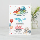 Sneaker verjaardagsfeest uitnodiging (Staand voorkant)