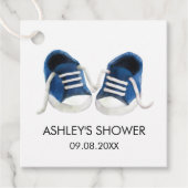 Sneakers Baby shower cadeau Labels, blauwe Baby sc Bedankjes Labels (Voorkant)