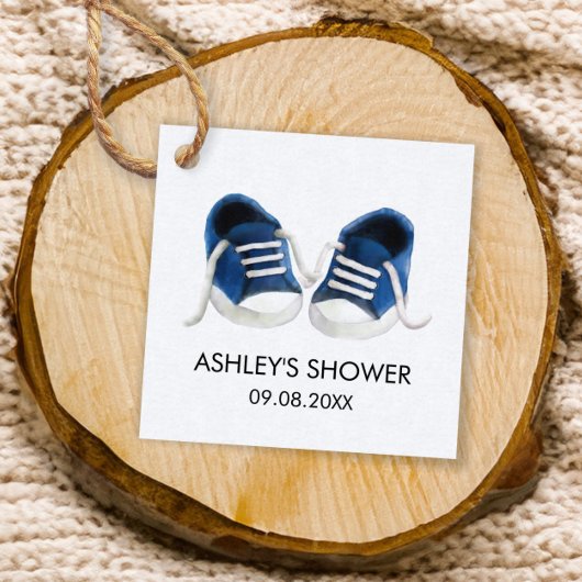 Sneakers Baby shower cadeau Labels, blauwe Baby sc Bedankjes Labels