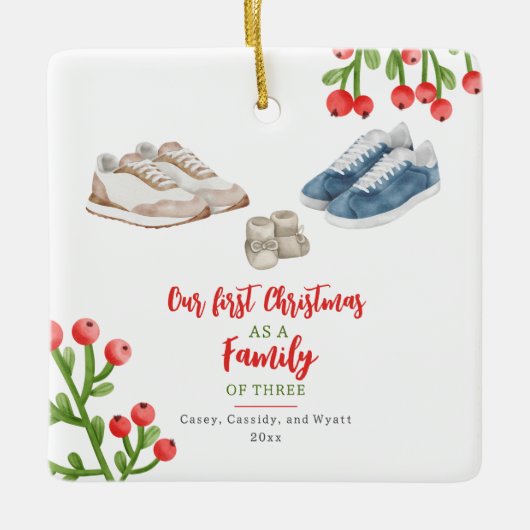 Sneakers Baby's Eerste Kerstmis Keramisch Ornament (Voorkant)