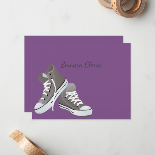 Sneakers Bat Mitzvah Hartelijk dank Notitiekaartje (Voorkant / Achterkant in situ)
