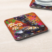 Sneakers en Daisies Impressionistisch Sinaasappel  Bier Onderzetter (Linkerzijde)