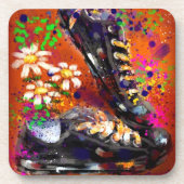 Sneakers en Daisies Impressionistisch Sinaasappel  Bier Onderzetter (Voorkant)