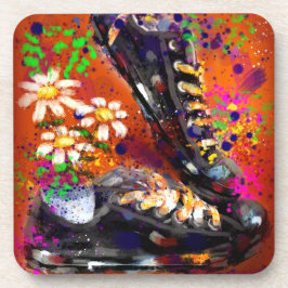 Sneakers en Daisies Impressionistisch Sinaasappel  Bier Onderzetter