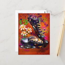 Sneakers en Daisies Impressionistisch Sinaasappel  Briefkaart