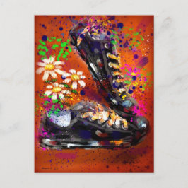 Sneakers en Daisies Impressionistisch Sinaasappel  Briefkaart
