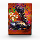 Sneakers en Daisies Impressionistisch Sinaasappel  Fotoblokken (Voorkant)