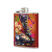 Sneakers en Daisies Impressionistisch Sinaasappel  Heupfles (Links)