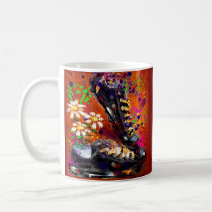 Sneakers en Daisies Impressionistisch Sinaasappel  Koffiemok
