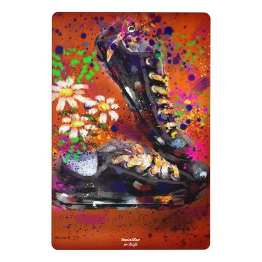 Sneakers en Daisies Impressionistisch Sinaasappel  Mini Klembord (Achterkant)