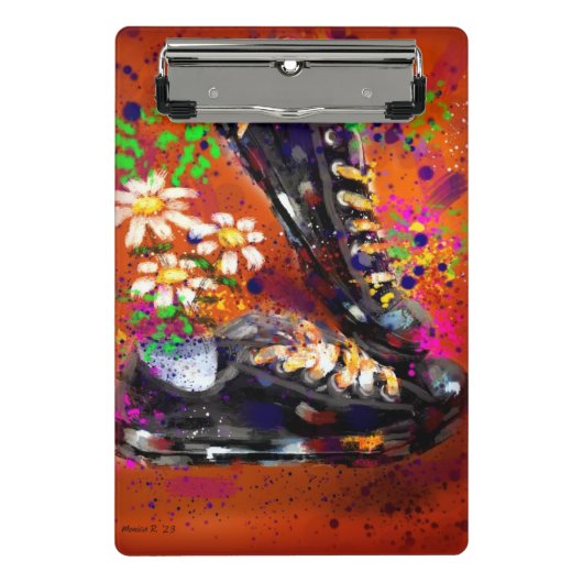 Sneakers en Daisies Impressionistisch Sinaasappel  Mini Klembord (Voorkant)