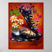 Sneakers en Daisies Impressionistisch Sinaasappel  Poster (Voorkant)