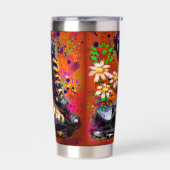 Sneakers en Daisies impressionistische Oranje magn Geïsoleerde Drinkbeker (Links)