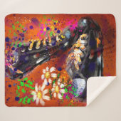 Sneakers en Daisies impressionistische Oranje magn Sherpa Deken (Voorkant (horizontaal))