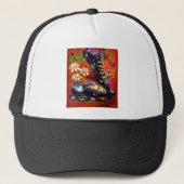Sneakers en Daisies impressionistische Oranje magn Trucker Pet (Voorkant)