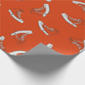 Sneakers naadloos patroon op rode achtergrond cadeaupapier (Hoek)