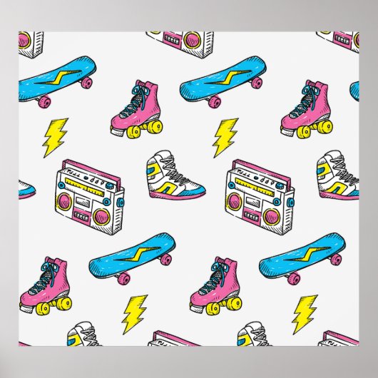  Sneakers Radio Skateboard Thema Poster (Voorkant)