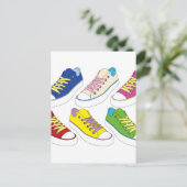 Sneakers tekenen, kleurrijke loopschoenen briefkaart (Staand voorkant)
