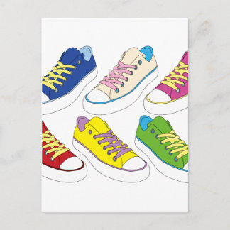 Sneakers tekenen, kleurrijke loopschoenen briefkaart