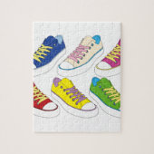 Sneakers tekenen, kleurrijke loopschoenen legpuzzel (Verticaal)