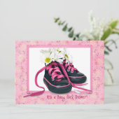 Sneakers voor Baby Meisje Douche Kaart (Staand voorkant)