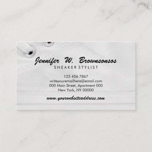 Sneakers White Sport Gym Shoes Visitekaartje (Achterkant)