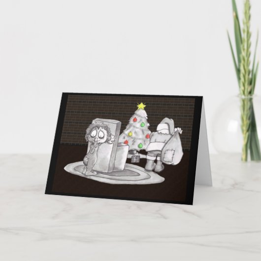 Sneakin up on Santa Feestdagen Kaart (Voorkant)